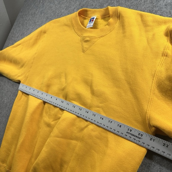 Vintage Russell Athletic Crewneck Sweatshirt Medium Blank Yellow Made In USA - Picture 5 of 10